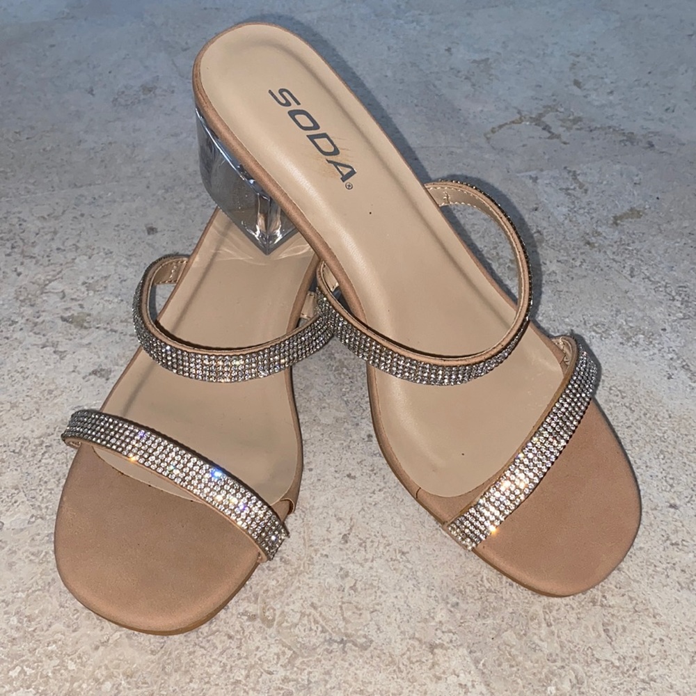 Nude slip on heels
